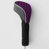 Black Purple Check Checkered Checkerboard Pattern Golf Headcover (angewinkelt)