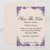 Black & Purple Jacaranda Flowers Save the Date Einladung (Vorne/Hinten)