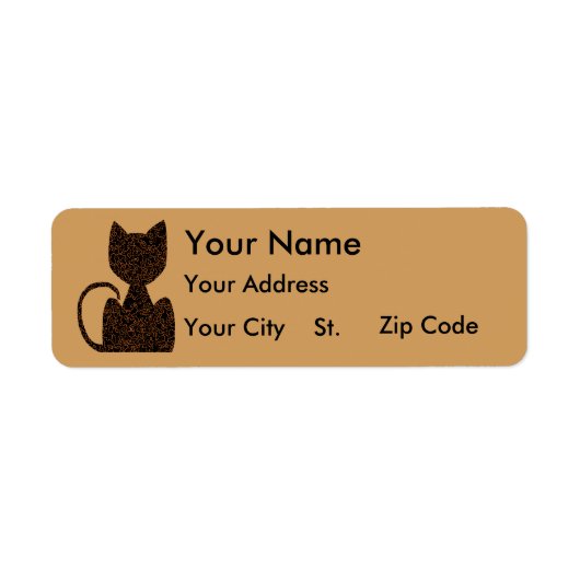 Black Puzzle Cat Address Labels (Vorne)