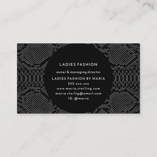 Black Python Skin Business Card Visitenkarte (Rückseite)