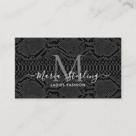 Black Python Skin Business Card Visitenkarte (Vorderseite)