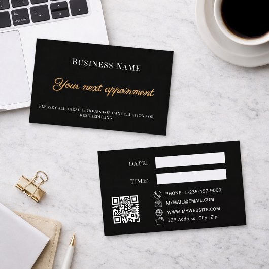 Black QR business customer client appointment card Rabattkarte