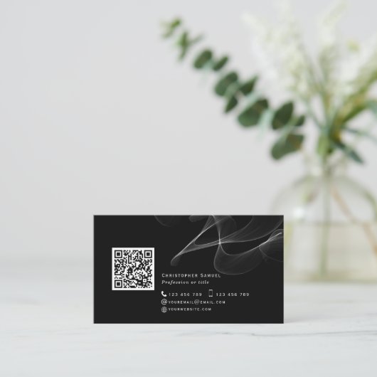 Black QR-Code abstrakt moderne, einfache soziale M Visitenkarte (Stehend Vorderseite)