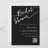 Black QR Code Bridal Dusche Einladung (Vorderseite)