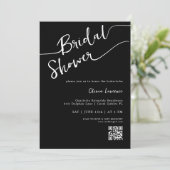 Black QR Code Bridal Dusche Einladung (Stehend Vorderseite)