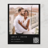 Black QR Code Calligraphy Wedding Einladung (Rückseite)