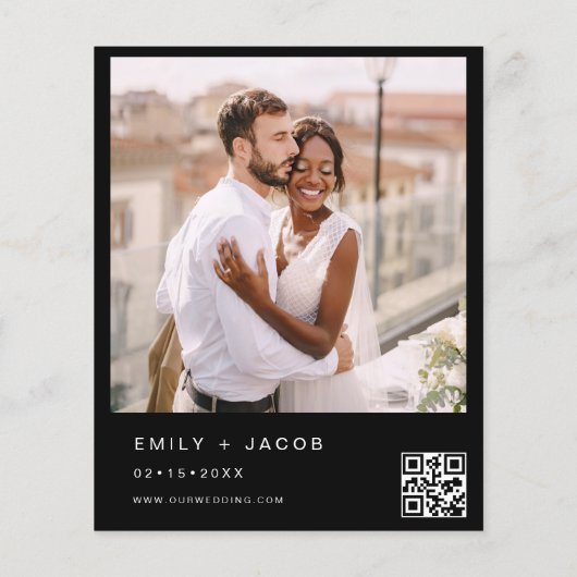 Black QR Code Calligraphy Wedding Einladung (Rückseite)