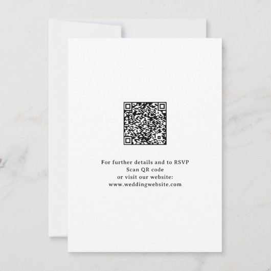 Black QR Code Classy Wedding Details Mitteilungskarte (Rückseite)