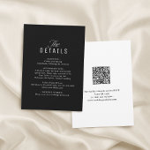 Black QR Code Classy Wedding Details Mitteilungskarte