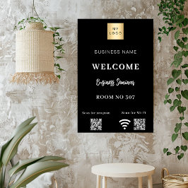 Black QR-Code Firmenlogo Seminarraum WiFi Poster