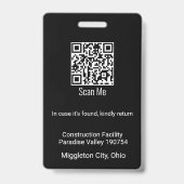 Black QR Code for Employee Company ID Photo Logo  Ausweis (Rückseite)