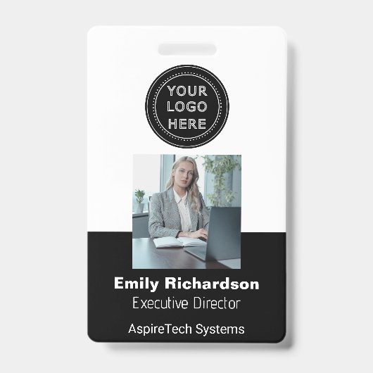 Black QR Code for Employee Company ID Photo Logo  Ausweis (Vorderseite)