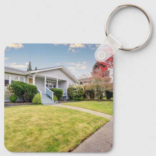 Black QR Code Foto Schlüsselanhänger (Rückseite)