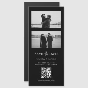 Black QR Code Foto Strip Magnetic Wedding Magnetkarte