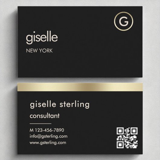 Black QR Code Gold Foil Visitenkarte