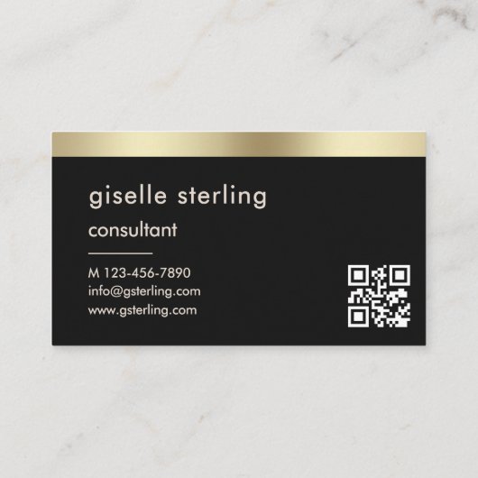 Black QR Code Gold Foil Visitenkarte (Rückseite)