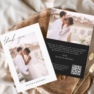 Black QR Code Hochzeit Vielen Dank Foto-Karte