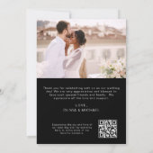 Black QR Code Hochzeit Vielen Dank Foto Minimalist Dankeskarte (Rückseite)