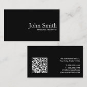 Black QR Code Massage Therapeut Business Card Visitenkarte (Vorne/Hinten)