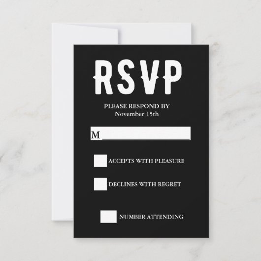 Black QR Code Meal Choice Wedding  RSVP Karte (Vorderseite)