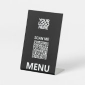Black Qr Code Menu | Logo Contactless Modern Sockelschild (Vorderseite)
