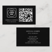 Black QR Code | Minimal Modern Custom Contact  Visitenkarte (Vorne/Hinten)