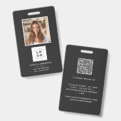 Black QR-Code Modernes minimales Foto abstrakt Ausweis (Vorder- & Rückseite)
