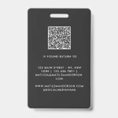 Black QR-Code Modernes minimales Foto abstrakt Ausweis (Rückseite)