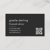 Black QR Code Monogramm des luxuriösen Finanzberat Visitenkarte (Rückseite)