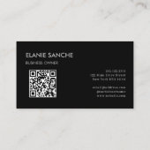 Black QR Code Trendy Elegant Moderne Visitenkarte (Rückseite)