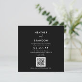 Black QR Code Wedding Square Einladung (Stehend Vorderseite)