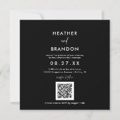 Black QR Code Wedding Square Einladung (Vorderseite)