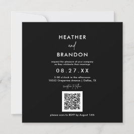 Black QR Code Wedding Square Einladung