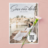 Black QR Code Wedding Website Foto Save the Date
