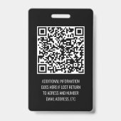 Black QR Coded V2 Mitarbeiter-Abzeichen Ausweis (Rückseite)