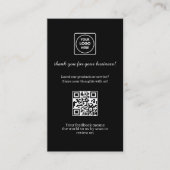 Black QR | Custom Business Feedback Review Link Visitenkarte (Vorderseite)