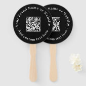 Black QR | Modern Minimalist Round Design Fächer (Vorne und Hinten)