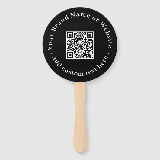 Black QR | Modern Minimalist Round Design Fächer (Vorderseite)