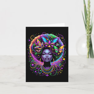Black Queen Afro African Butterfly Beads Mask Mard Karte