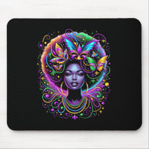 Black Queen Afro African Butterfly Beads Mask Mard Mousepad