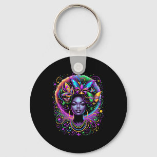 Black Queen Afro African Butterfly Beads Mask Mard Schlüsselanhänger