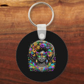 Black Queen Afro afrikanische Beads Maske Mardi Gr Schlüsselanhänger (Vorderseite)