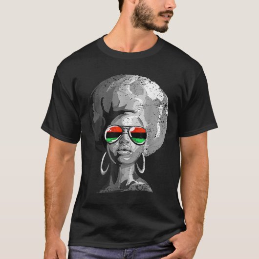 Black Queen Afro Frauengesicht T-Shirt (Vorderseite)