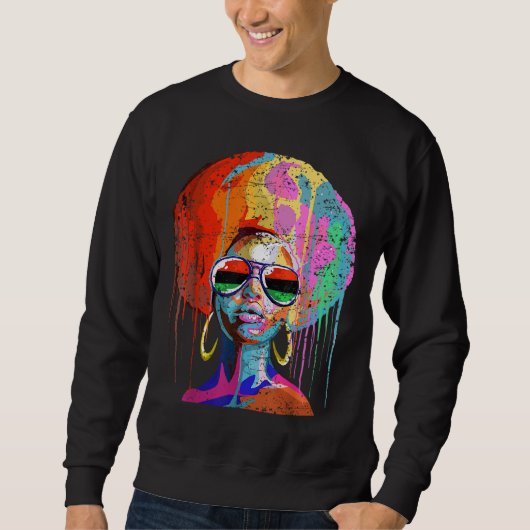 Black Queen Afro Melanin Art Sweatshirt (Vorderseite)