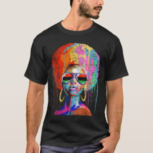 Black Queen Afro Melanin Art T-Shirt