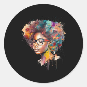Black Queen Afro Melanin Gran Canaria Runder Aufkleber