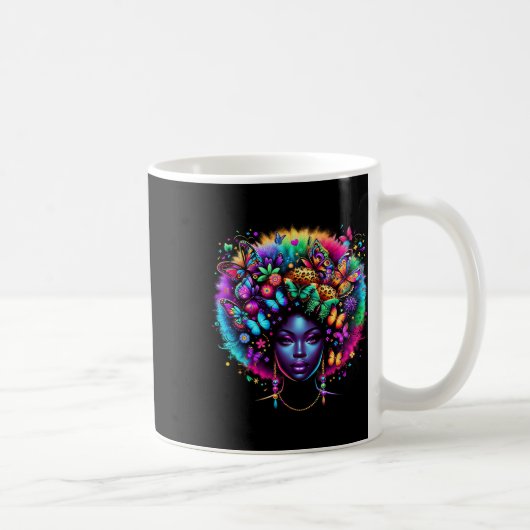 Black Queen Afro Melanin Juneteenth Leopard Butter Kaffeetasse (Rechts)