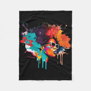 Black Queen Afro Melanin Tropfen Kunst Lover Ameri Fleecedecke