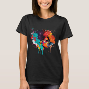 Black Queen Afro Melanin Tropfen Kunst Lover Ameri T-Shirt