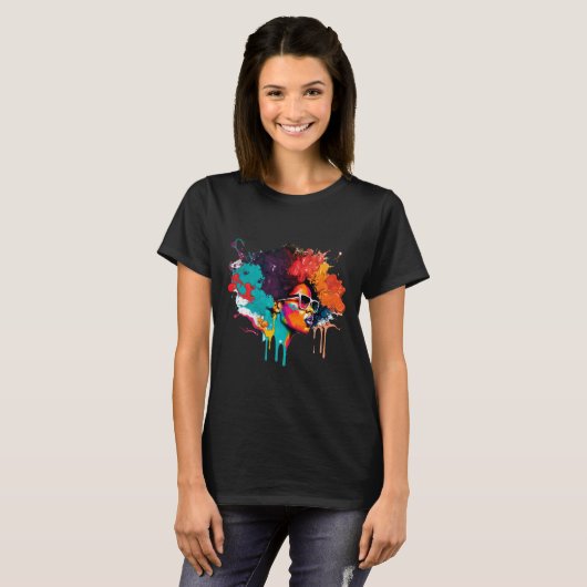 Black Queen Afro Melanin Tropfen Kunst Lover Ameri T-Shirt (Vorne ganz)